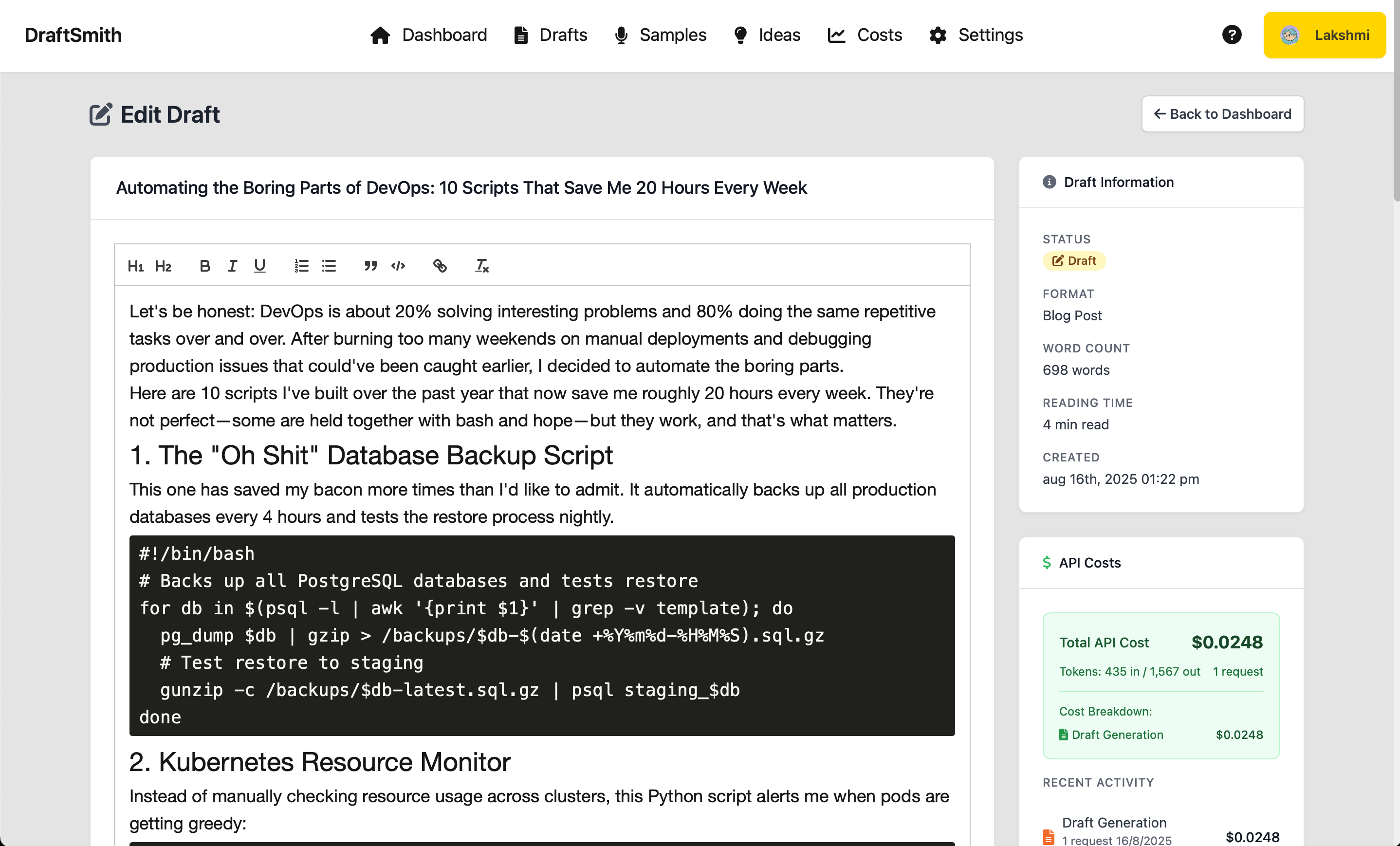 Draft Editor